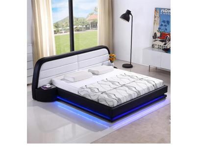 Modern Holzbett Bettrahmen Bettgestelle mat Lattenrost Duebelbett LED 269cm